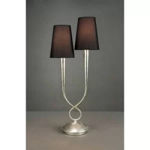 Paola Table Lamp 2 Bulbs E14, silver painted with Black lampshades