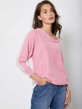 Mint Velvet Blocked Cashmere Zip Back Batwing Top - Pink, Size XL, Women