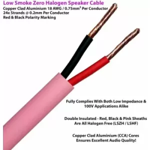 Loops - 25m (82 ft) Low Smoke Speaker Cable - 18AWG 0.75mm 6A - cca lszh 100V Double Insulated