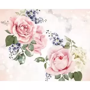 Origin Murals Roses & Sparkles Rose Pink Wall Mural - 3.5m x 2.8m
