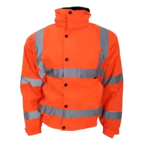 Warrior Memphis High Visibility Bomber Jacket / Safety Wear / Workwear (L) (Fluorescent Orange)