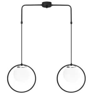 Model 10 Deco 2-Light Globe Pendant Lamp Black Adjustable Height