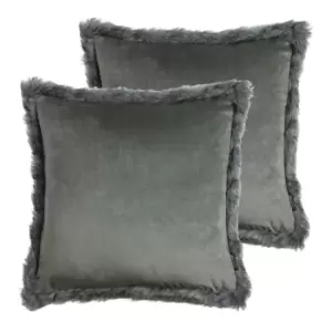 Paoletti Aspen Twin Pack Polyester Filled Cushions Grey