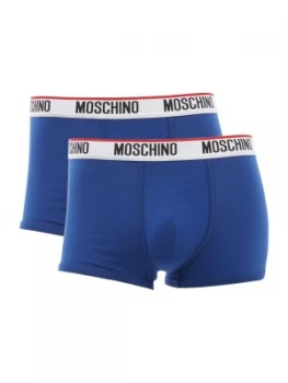 Mens Moschino 2 Pack Logo Waist Trunks Blue