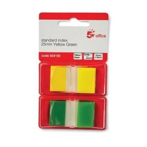 5 Star Office Index Flags 50 per Pack 25mm Yellow and Green Pack 2