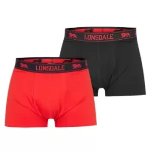 Lonsdale 2 Pack Boxer Shorts Mens - Red