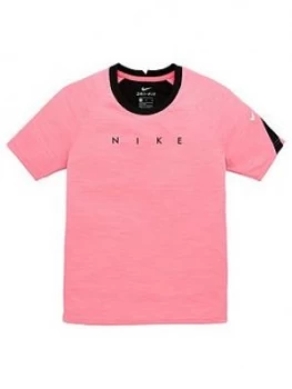 Boys, Nike Junior Academy Football Short Sleeved Tee - Pink, Grey, Size S