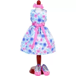 Teamson Kids - Sophia's by Satin Floral Dress and Shoes for 14.5 Dolls, Pink/Blue