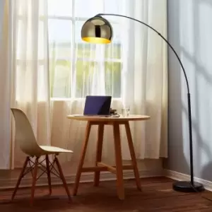Curved Arquer Floor Lamp Gold Shade By Teamson Home Modern Lighting Vn-l00012-UK