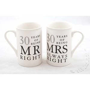 Amore Gift Set - 30 Years Mr Right/Mrs Always Right Mugs