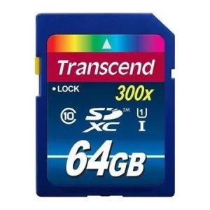 Transcend UHS-I 300x Premium 64GB Secure Digital Extended-Capacity Flash Card Class 10