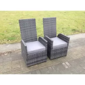 Fimous Dark Grey Mixed Outdoor Wicker Rattan Garden Furniture Reclining Chair And Table Dining Sets 2 PC Chairs
