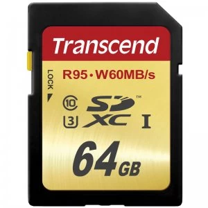 Transcend 64GB Ultimate SD Card SDXC UHS I U3 95MBs