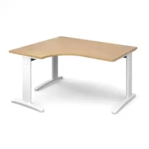 Office Desk Left Hand Corner Desk 1400mm Oak Top With White Frame 1200mm Depth TR10 TDEL14WO