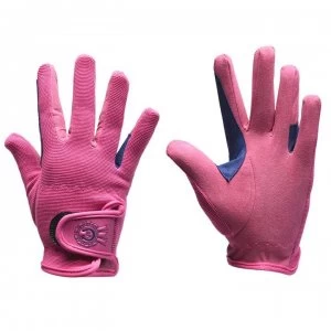 Just Togs Rosette Gloves Juniors - Pink/Navy