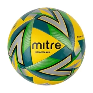 Mitre Ultimatch Max Match Ball Yellow/Silver/Green/Black 5