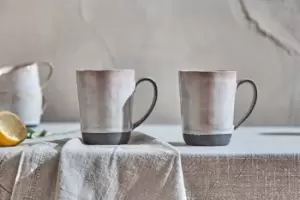 Nkuku Edo Large Mug Set Of 2 Tableware Grey Large 11cm x 8.5cm (Diameter)