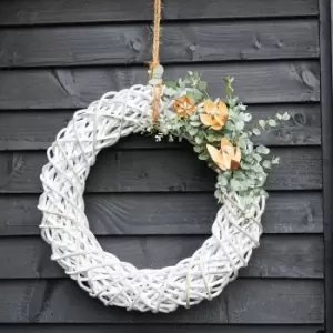 50cm White Rattan Wreath White
