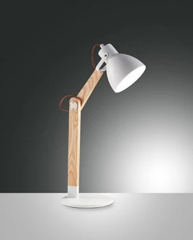 Sveva Desk Task Lamp White / Ash Wood Glass, E27