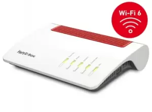 FRITZ!Box 7590 AX - WiFi 6 (802.11ax) - Dual Band (2.4 GHz / 5 GHz) - Ethernet LAN - ADSL2+ - White - Tabletop Router