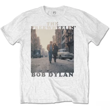 Bob Dylan - The Freewheelin' Unisex Small T-Shirt - White
