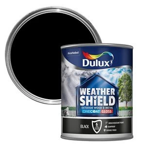 Dulux Weathershield Exterior One Coat Black Gloss Paint 750ml