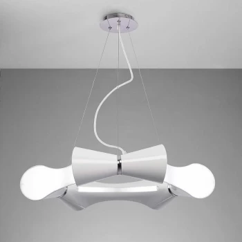 Ora 6 Flat pendant lamp E27 bulbs, bright white / white arylic / polished chrome