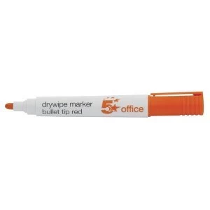 5 Star Office Drywipe Marker XyleneToluene free Bullet Tip 2mm Line Red Pack 12