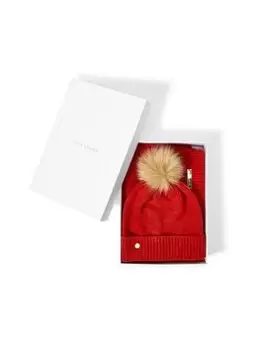 Katie Loxton Boxed Fine Knitted Hat And Scarf - Red, Women