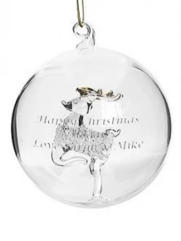 Personalised Reindeer Glass Christmas Tree Bauble