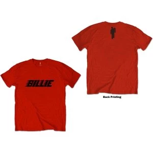 Billie Eilish - Racer Logo & Blohsh Unisex Small T-Shirt - Red