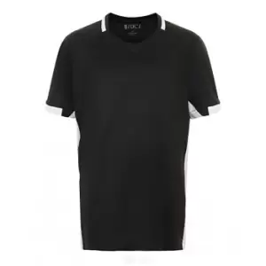 SOLS Childrens/Kids Classico Contrast Short Sleeve Football T-Shirt (6 Years) (Black/White)