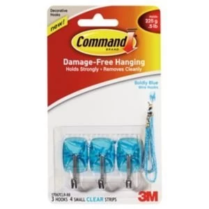 3M Command Blue Plastic Hooks Pack of 3