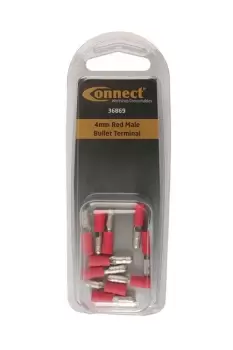4mm Red Male Bullet Terminal Pk 10 Connect 36869