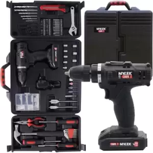 Mylek 18V Cordless Drill 130 Piece Tool Accessory And Carry Case