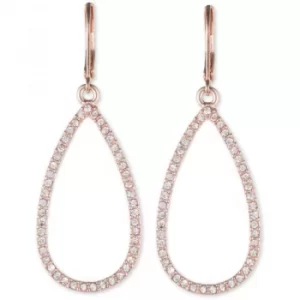 Ladies Anne Klein Rose Gold Plated Crystal Tear Earrings