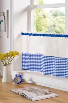 Gingham Cafe Curtain Panels - Size: 59x24" - Blue