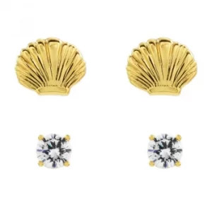 Ladies Juicy Couture Gold Plated Seashell Stud Earrings Set