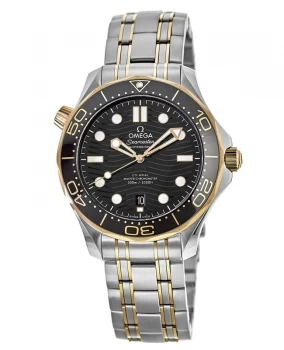 Seamaster Diver 300 M Co-Axial Master Chronometer 42mm Automatic Black Dial Yellow Gold Mens Watch