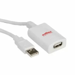 Roline 12.04.1088 USB Cable, 2.0 A Plug-Rcpt, 5M, Wht