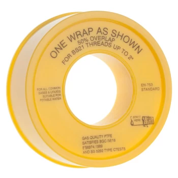 Ultratape Gas PTFE Thread Seal Tape 12mm x 5m - Yellow