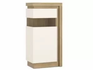 Furniture To Go Lyon White High Gloss and Riviera Oak Narrow Display Cabinet LHD Flat Packed