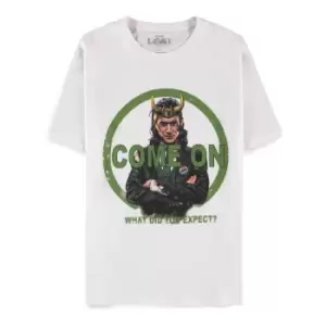 Marvel Comics Loki Come On! What Did You Expect? Mens X-Large T-Shirt - White