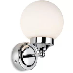Firstlight Louis Bathroom Globe Wall Light Chrome with Opal White Glass IP44
