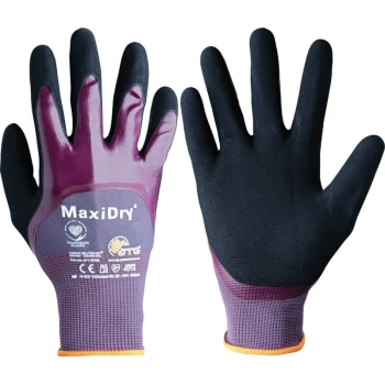 56-425 MaxiDry GP Palm-side Coated Black/Purple Gloves - Size 9 - ATG