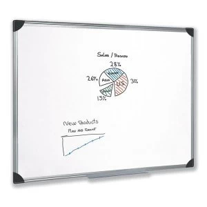 5 Star Office 1200 Drywipe Magnetic Whiteboard with Pen Tray and Aluminium Trim