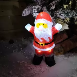 30cm Acrylic Christmas Standing Santa With 16 Ice White LEDs Indoor Or Outdoor