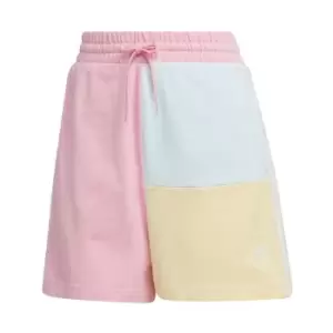 adidas Essentials 3-Stripes Colorblock Oversized Shorts W - True Pink / Almost Yellow / Al