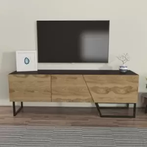 Decorotika - Parla tv Stand 3 Cabinets for TVs up to 60" Black, Oud Oak Pattern and Black