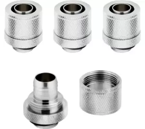 CORSAIR Hydro X Series XF 10/13mm Compression Fitting - G1/4", Chrome, Pack of 4, Silver/Grey